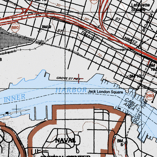 Topographic Map of Grove Street Terminal, CA