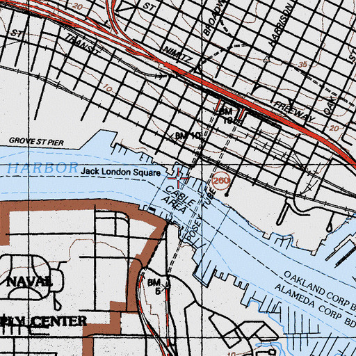 Topographic Map of Inland Waterways Terminal, CA