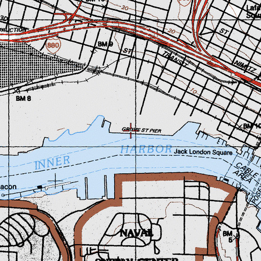 Topographic Map of Market Street Terminal, CA