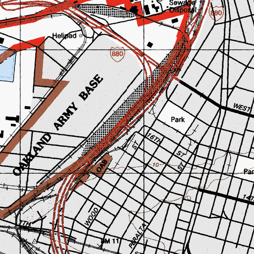 Topographic Map of Sixteenth Street Station, CA