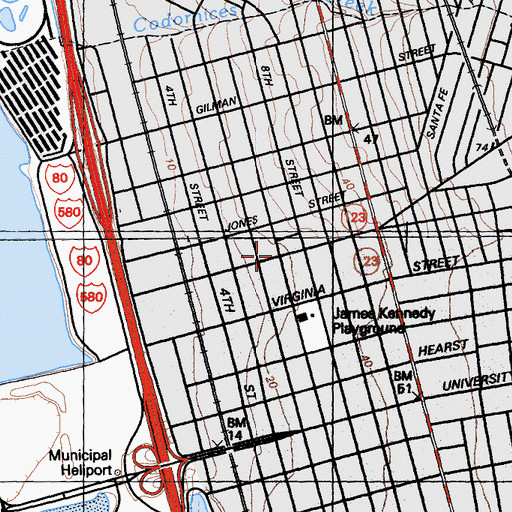 Topographic Map of West Berkeley, CA