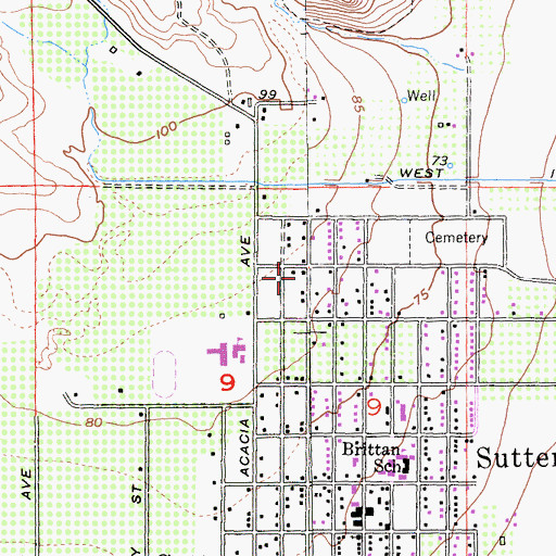 Topographic Map of Butte View High School, CA