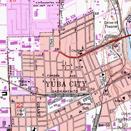 Topographic Map of Church of Christ, CA