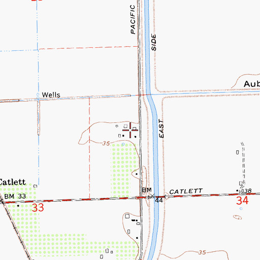 Topographic Map of Cottonwood School (historical), CA