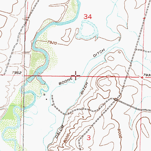 Topographic Map of Boone Ditch, CO
