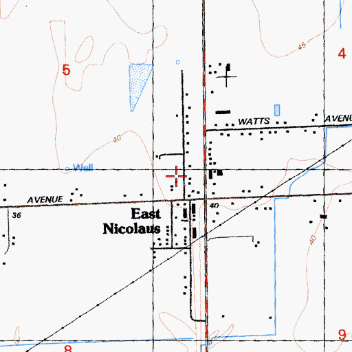 Topographic Map of East Nicolaus Post Office, CA
