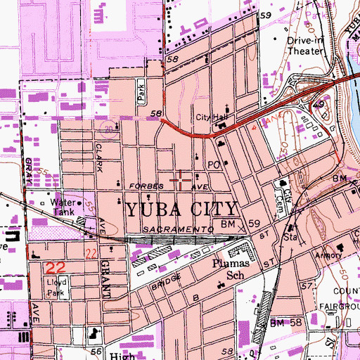 Topographic Map of First Church of Christ Scientist, CA