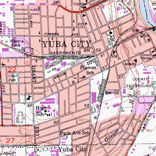 Topographic Map of First United Methodist Church, CA