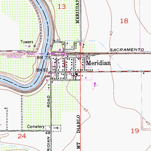 Topographic Map of Meridian Park, CA