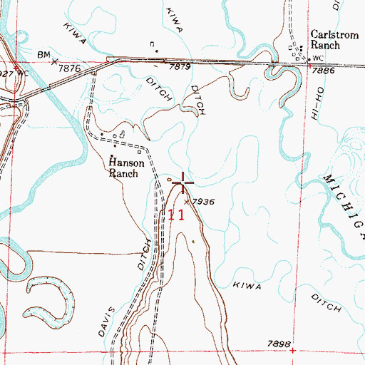Topographic Map of Kiwa Ditch, CO