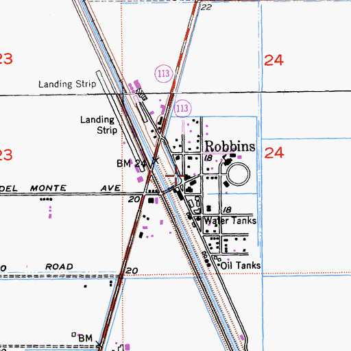 Topographic Map of Robbins Post Office, CA