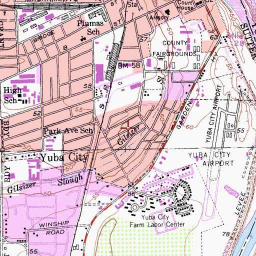 Topographic Map of Southside Park, CA