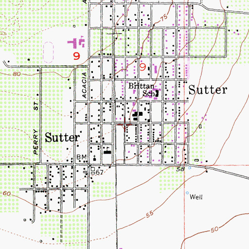 Topographic Map of Sutter Church of Christ, CA