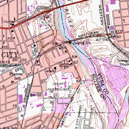 Topographic Map of Sutter County Jail, CA
