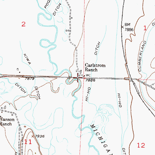 Topographic Map of Carlstrom Ranch, CO