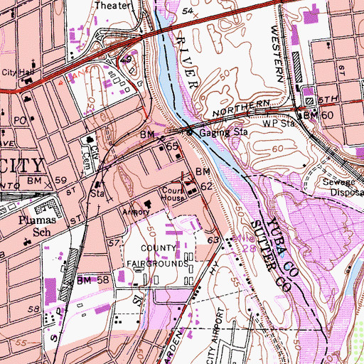 Topographic Map of Sutter County Office Building, CA