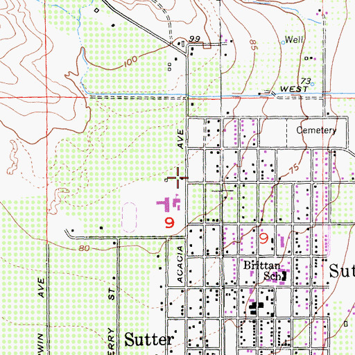 Topographic Map of Sutter Park, CA