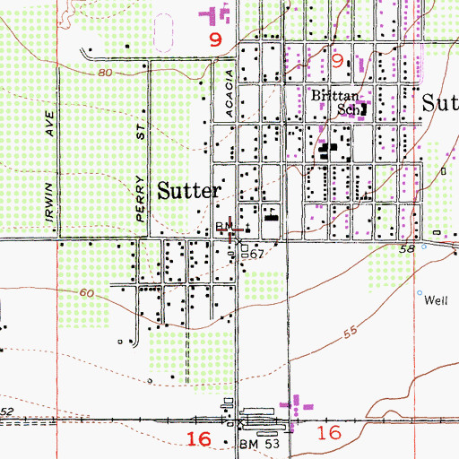 Topographic Map of Sutter United Methodist Church, CA