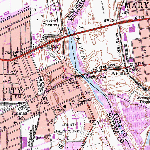 Topographic Map of Twin Cities Memorial Bridge, CA