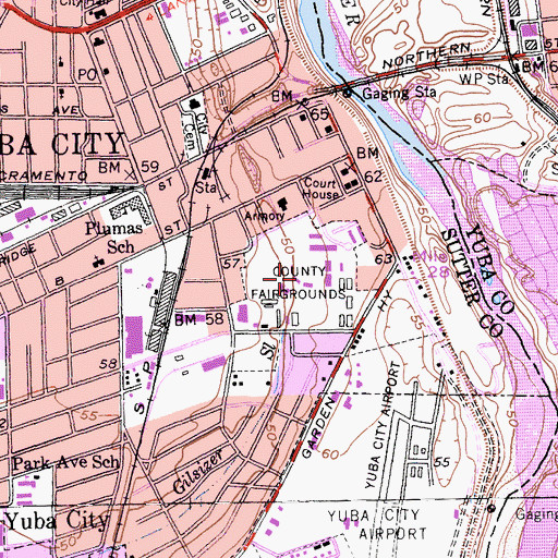 Topographic Map of Yuba-Sutter Fairgrounds, CA