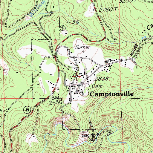 Topographic Map of Camptonville Elementary School, CA