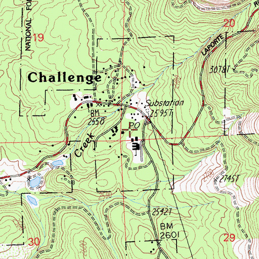Topographic Map of Challenge Post Office, CA