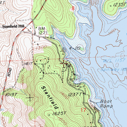Topographic Map of Collins Lake Recreation Area, CA