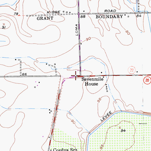 Topographic Map of Cordua School (historical), CA