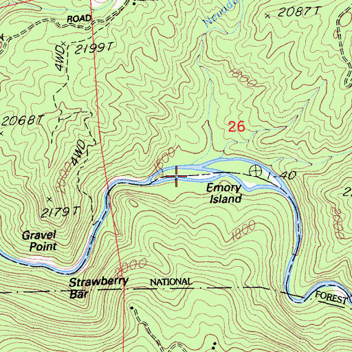Topographic Map of Emory Ford, CA
