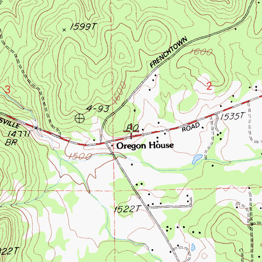 Topographic Map of Oregon House Post Office, CA