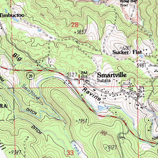 Topographic Map of Rose Bar School, CA