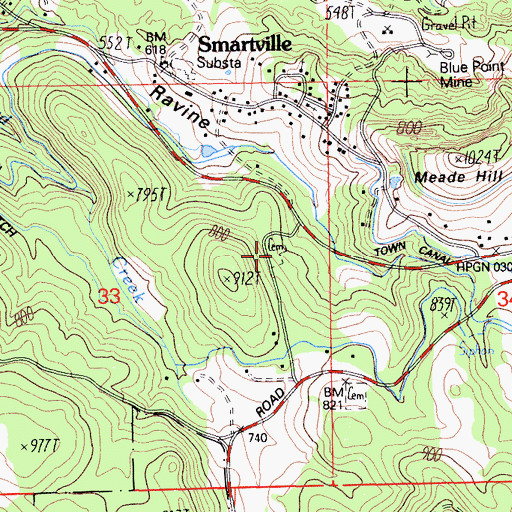 Topographic Map of Smartsville Catholic Cemetery, CA