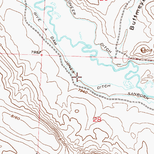 Topographic Map of Give A Dam Jones Ditch, CO