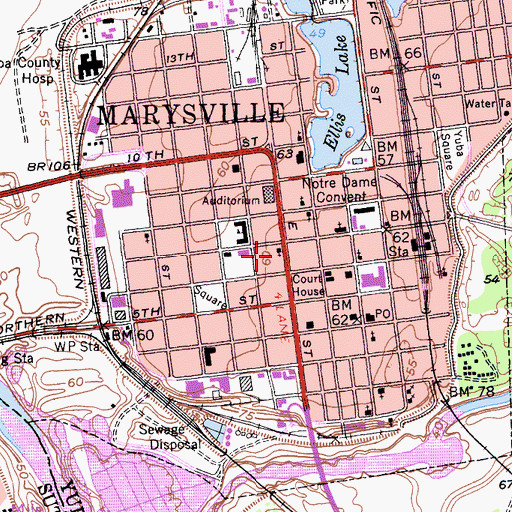 Topographic Map of First Church of Christ Scientist, CA