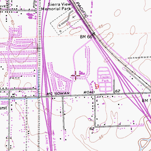 Topographic Map of Johnson Park Elementary School, CA