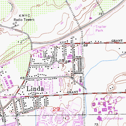 Topographic Map of Linda Elementary School, CA
