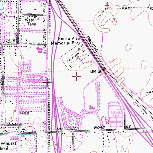 Topographic Map of Lindhurst High School, CA