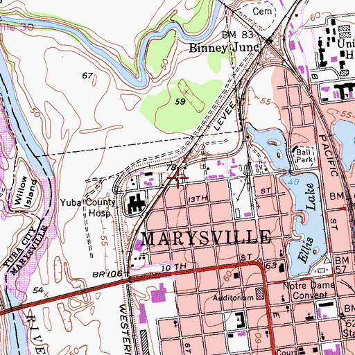 Topographic Map of Market Square, CA
