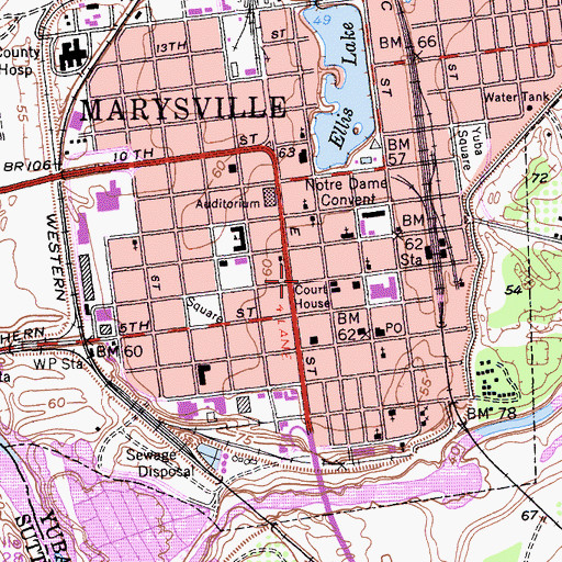 Topographic Map of Mount Olivet Baptist Church, CA