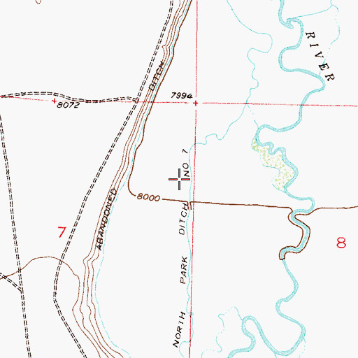 Topographic Map of North Park Ditch Number 7, CO