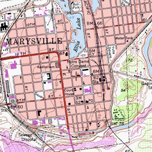 Topographic Map of Notre Dame High School, CA