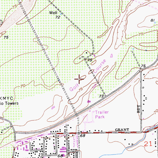Topographic Map of Peach Tree Golf and Country Club, CA