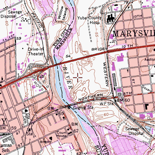 Topographic Map of River Front Park, CA