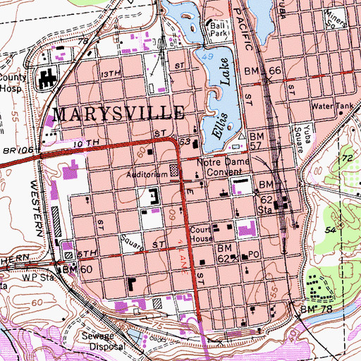 Topographic Map of Saint Johns Episcopal Church, CA