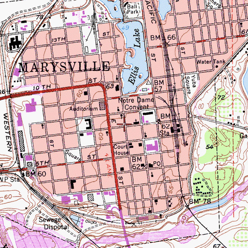 Topographic Map of Saint Joseph Catholic Church, CA