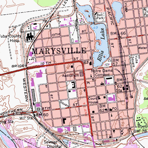 Topographic Map of Veterans Memorial Auditorium, CA