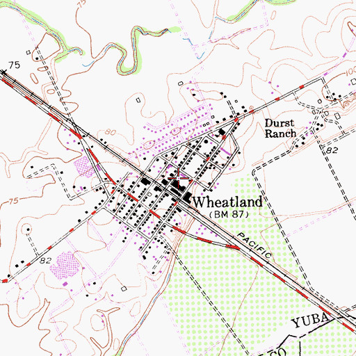 Topographic Map of Wheatland City Hall, CA