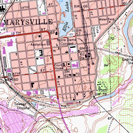 Topographic Map of Yuba County Jail, CA