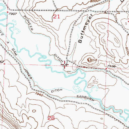 Topographic Map of Buffmeyer Draw, CO