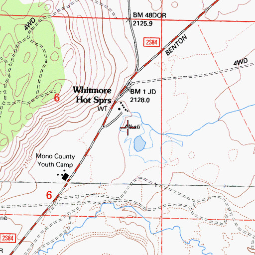 Topographic Map of Whitmore Tub, CA